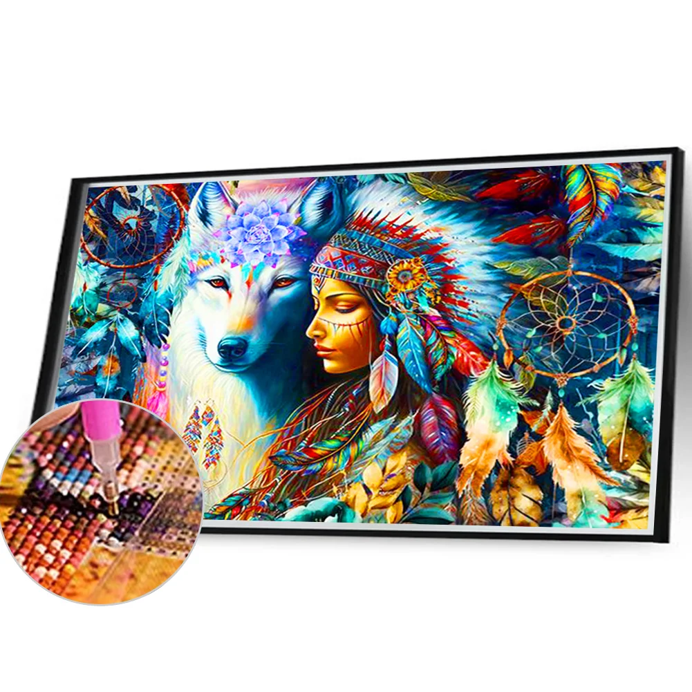 Diamond Painting - Full Round Drill - Indian Wolf(Canvas|40*30cm)