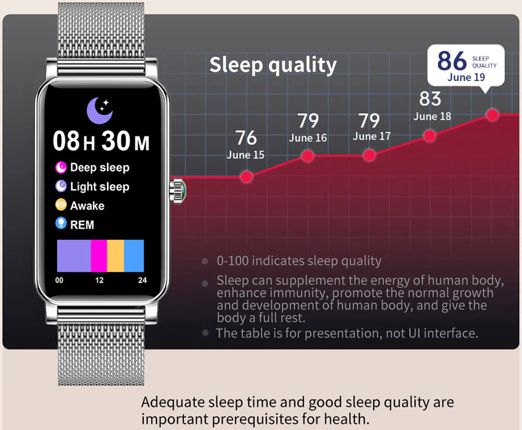 Viedefit-Rose-Smart-Watch-sleep-quality-testing