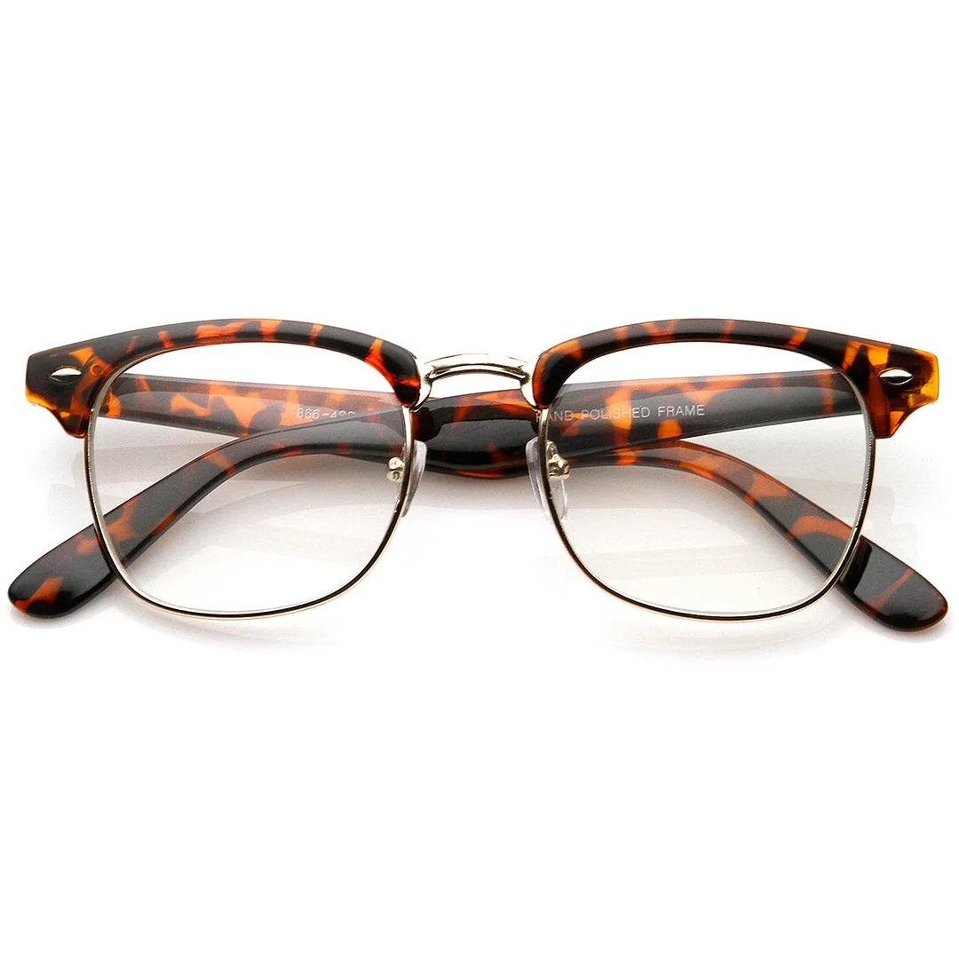 Vintage Inspired Classic Horn Rimmed Nerd Horn Rimmed 400 Clear Lens Glasses