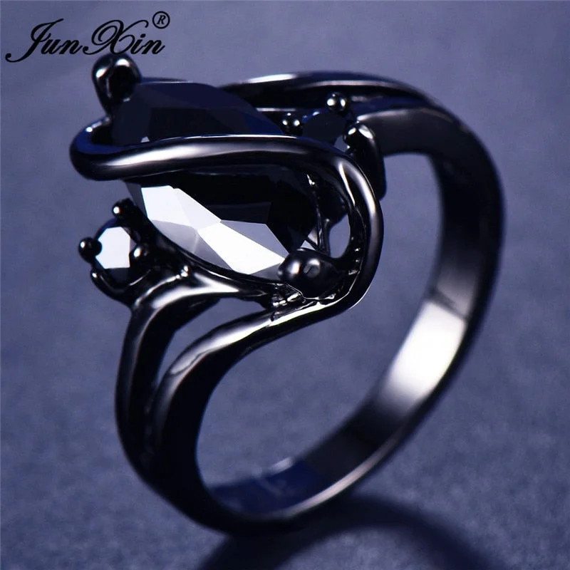 11 Color Unique Mystery Female Girls Rainbow Ring Fashion 14KT Black Gold Wedding Jewelry Vintage Rings For Women