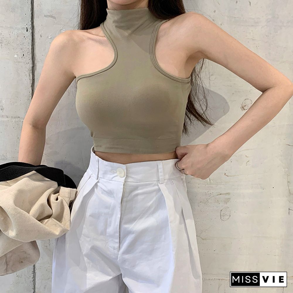 Irregular Pure Color Crop Top