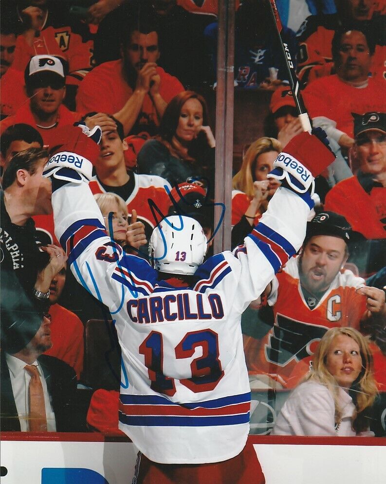 AWESOME DAN CARCILLO SIGNED NEW YORK RANGERS CELEBRATION 8x10 Photo Poster painting! Autograph