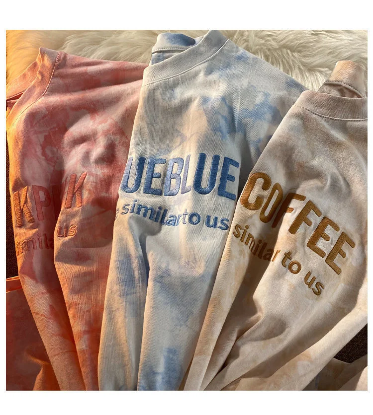 Uveng Uveng Top Embroidered Letters Lovers Girlfriends Short-Sleeved T-Shirt Female 2023 Summer Loose Student Top Women's Clothing