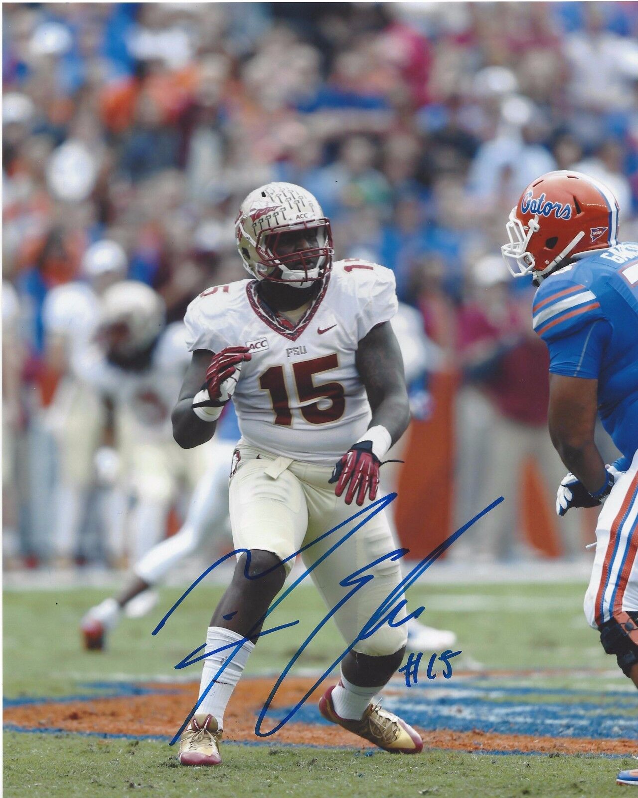 FLORIDA STATE SEMINOLES MARIO EDWARDS SIGNED 8X10 Photo Poster painting A W/COA FSU NFL DRAFT