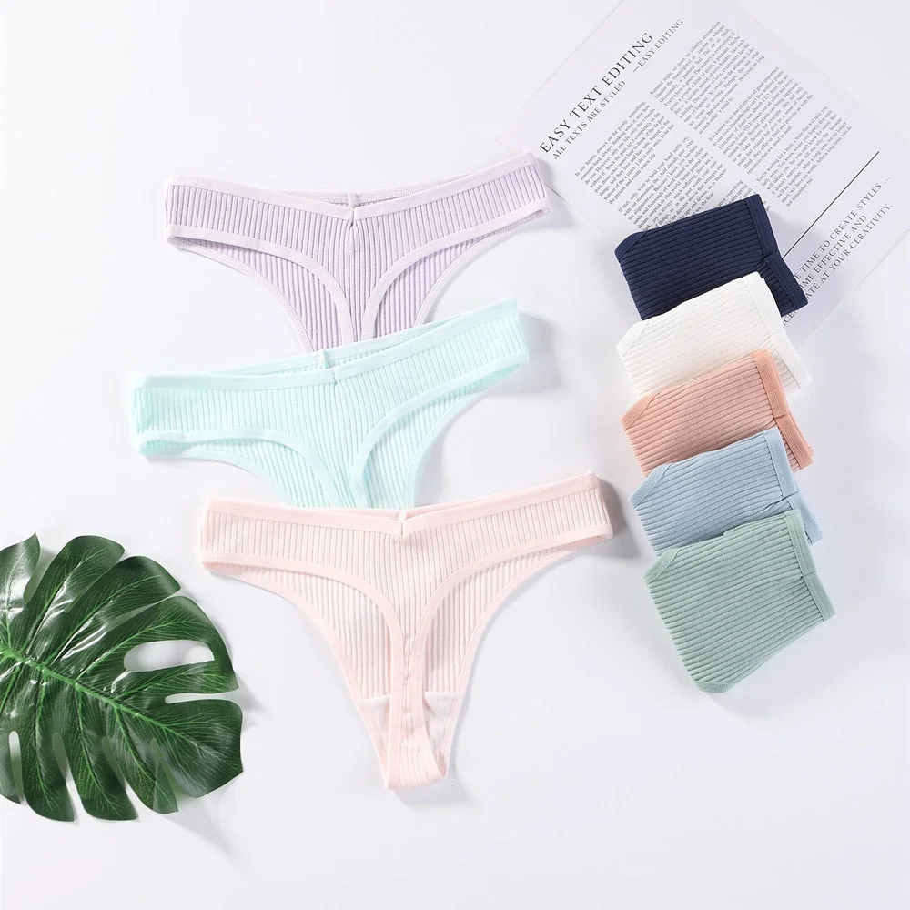 3Pcs/Set Panties G-String Ladies Sexy Panties Ladies Ladies Thong Underwear Low Waist Solid Comfortable Cotton Panties Lingerie
