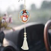 2Pcs Diamond Painting Wooden Double Sided Santa Claus Snowman Hanging Tassel Pendant