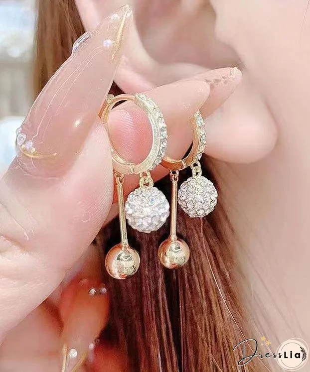 Unique Gold Copper Overgild Inlaid Zircon Drop Earrings
