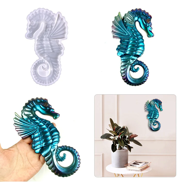 Silicone Mold - 3D Seahorse Epoxy Resin Crafting Projects Tools (White)