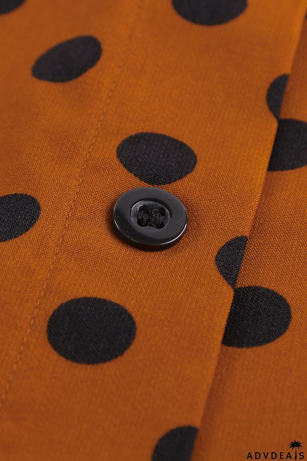 Dotted Print V Neck Drape Front Blouse