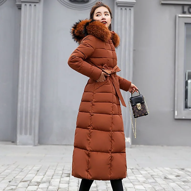 NEEDBO Winter Jacket Women with Fur Hood Plus Size Warm Long Winter Jacket and Coat for Women Doudoune Down Coat Lady Parka