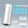 10 VIbration Modes Penis Trainer 2 Tunnel Holes Silicone Male Masturbator