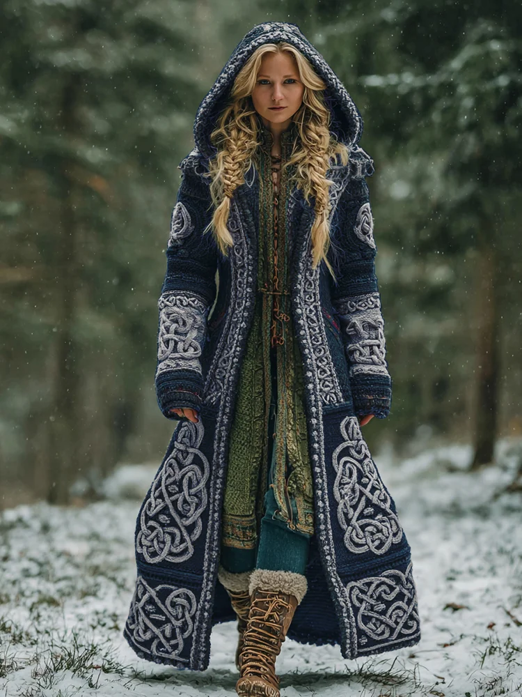 Women's Celtic Knot Irish Art Hooded Knit Cardigan