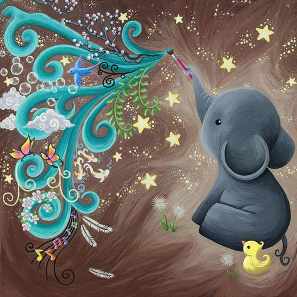 Full Round Diamond Painting Elephant (30*30cm)