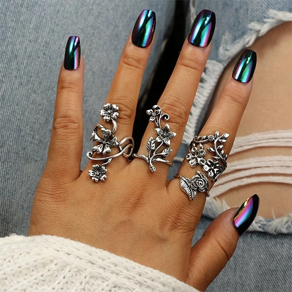🔥Last Day 75% OFF🎁4Pc Vintage Flower Ring Set