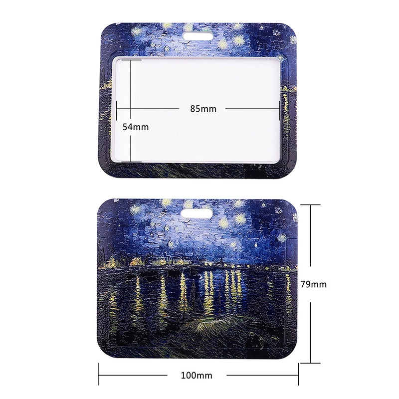 Art Style Van Gogh Lanyard Card Cover Student School Card Bus Pass Shuttle Card Access Control Card Double-sided Printed Mobile Phone Strap