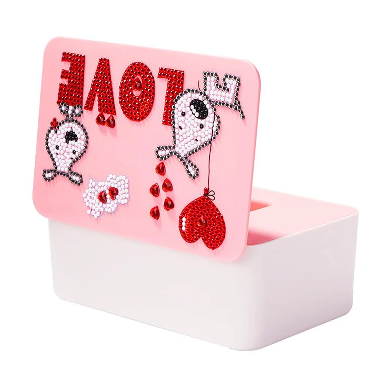 DIY Rhinestone Drawing Tissue Box Diamond Painting Paper Case (ZJ005 Pink)