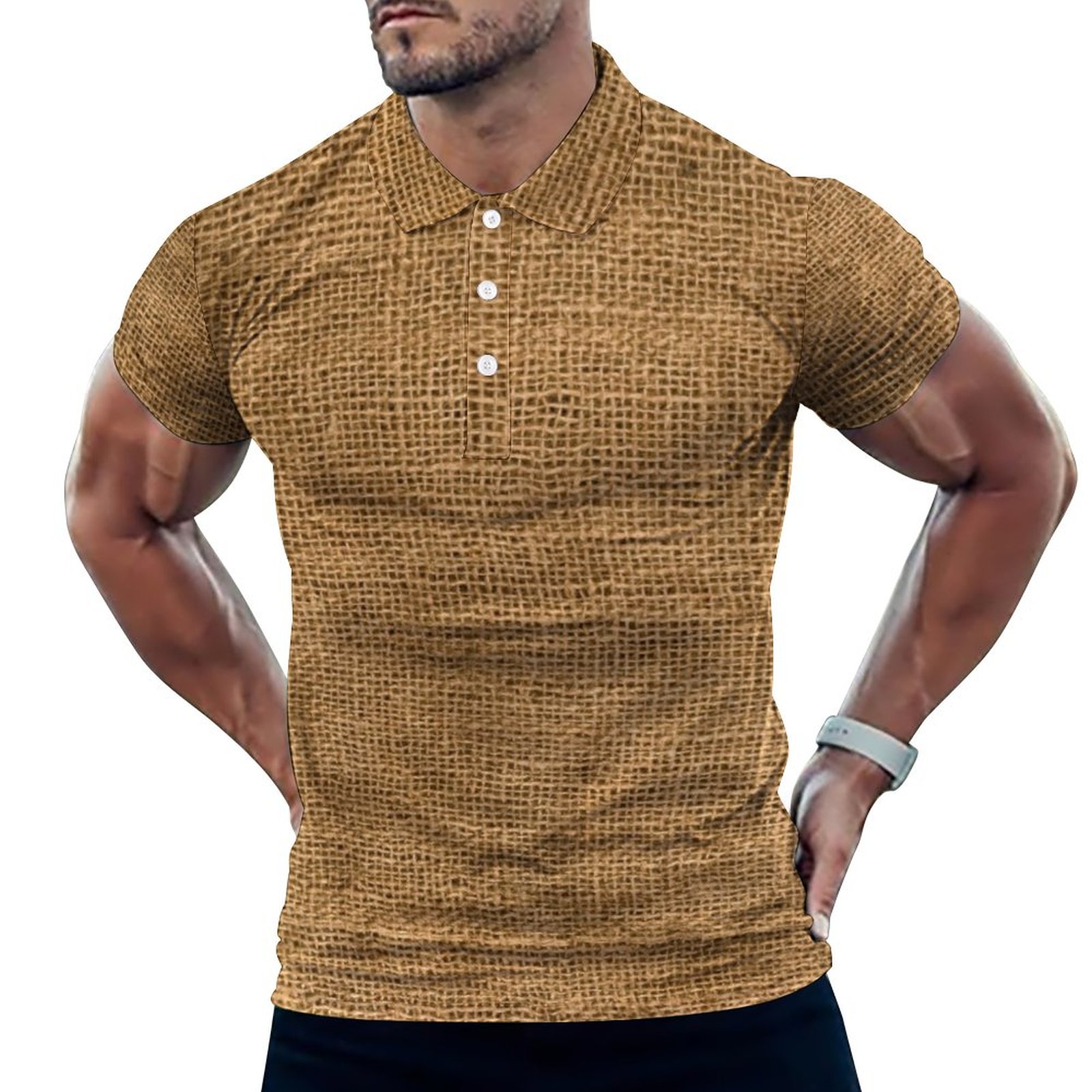 Burlap Potato Sack Men's Short Sleeve Casual Polo Shirts