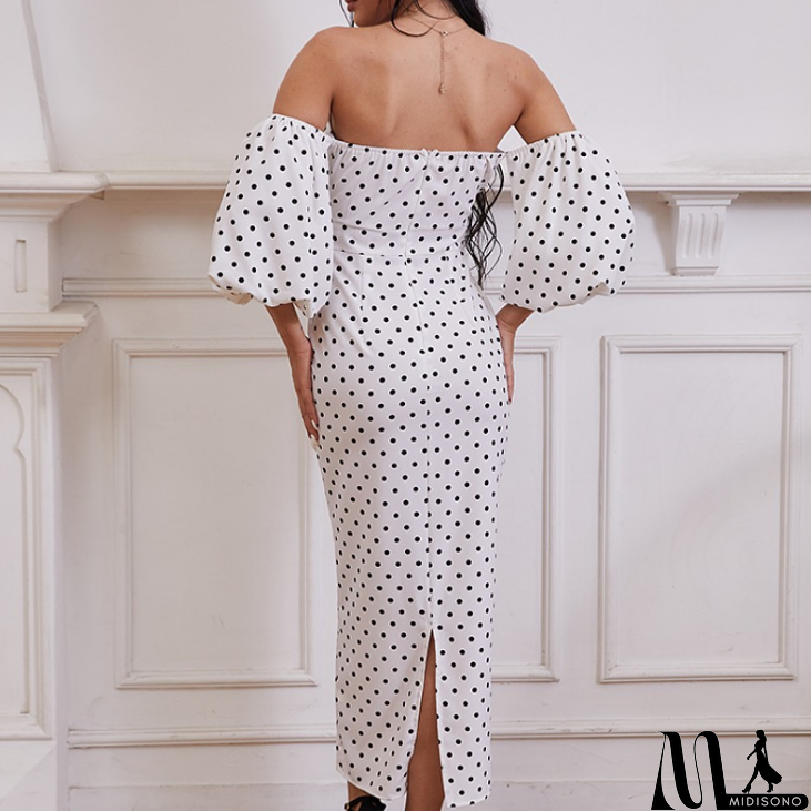 MidiSono - Women'S Sexy Polka Dot Print High Waist Dress