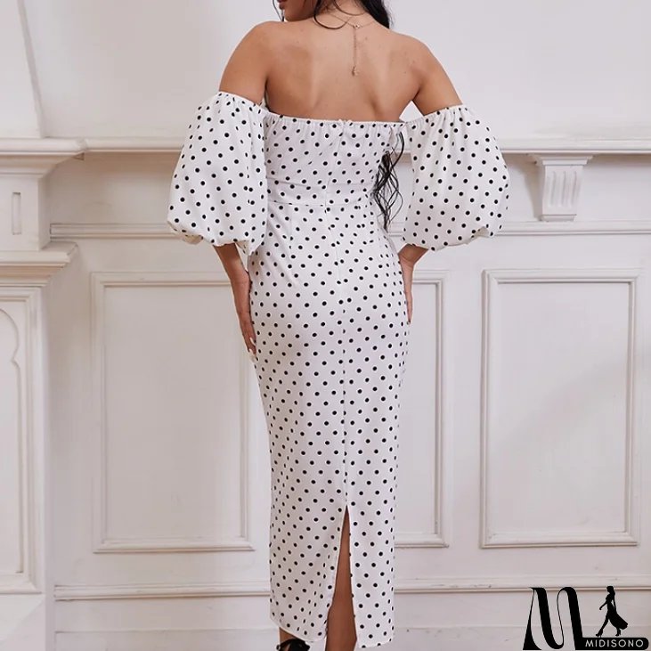 MidiSono - Women'S Sexy Polka Dot Print High Waist Dress