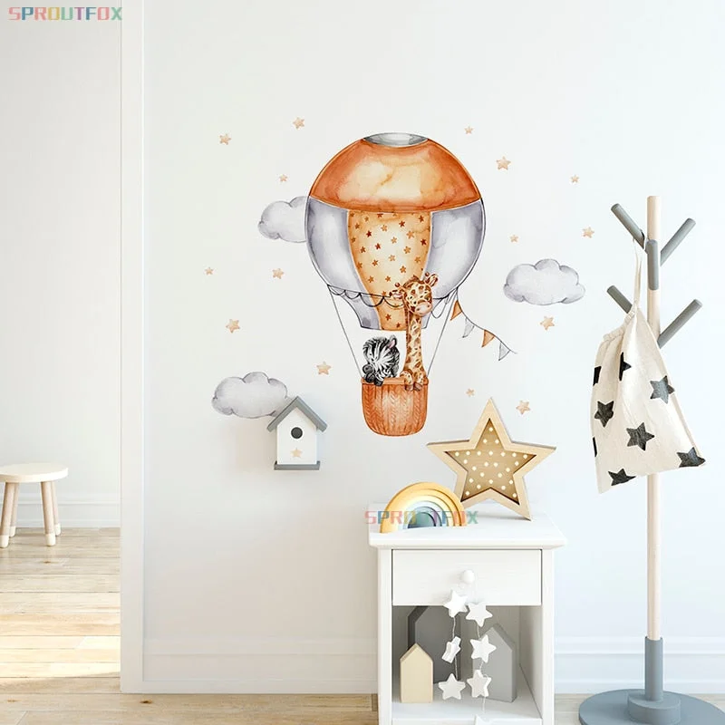 Giraffe Wall Stickers For Kids Rooms Children's Room Animal Plane Decorative Vinyls For Walls Cartoon Wall Stickers Child