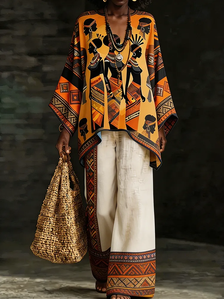 Women&rsquo;s Tribal Geometric Print Two-Piece Set