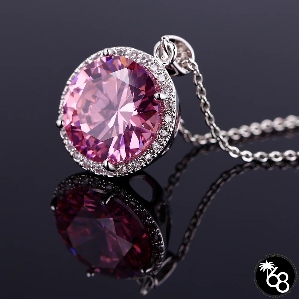 Women's Silver Zircon Round Shaped Trendy Engagement Necklace | 168DEAL