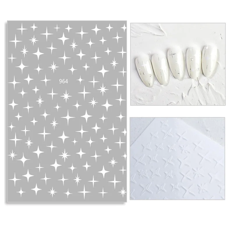 3D Laser Star Nail Sticker Decals Self-adhesive Holographic Sparkle Star Design Stickers for Salon Manicure Nail Art Decoration-Nail Inspo