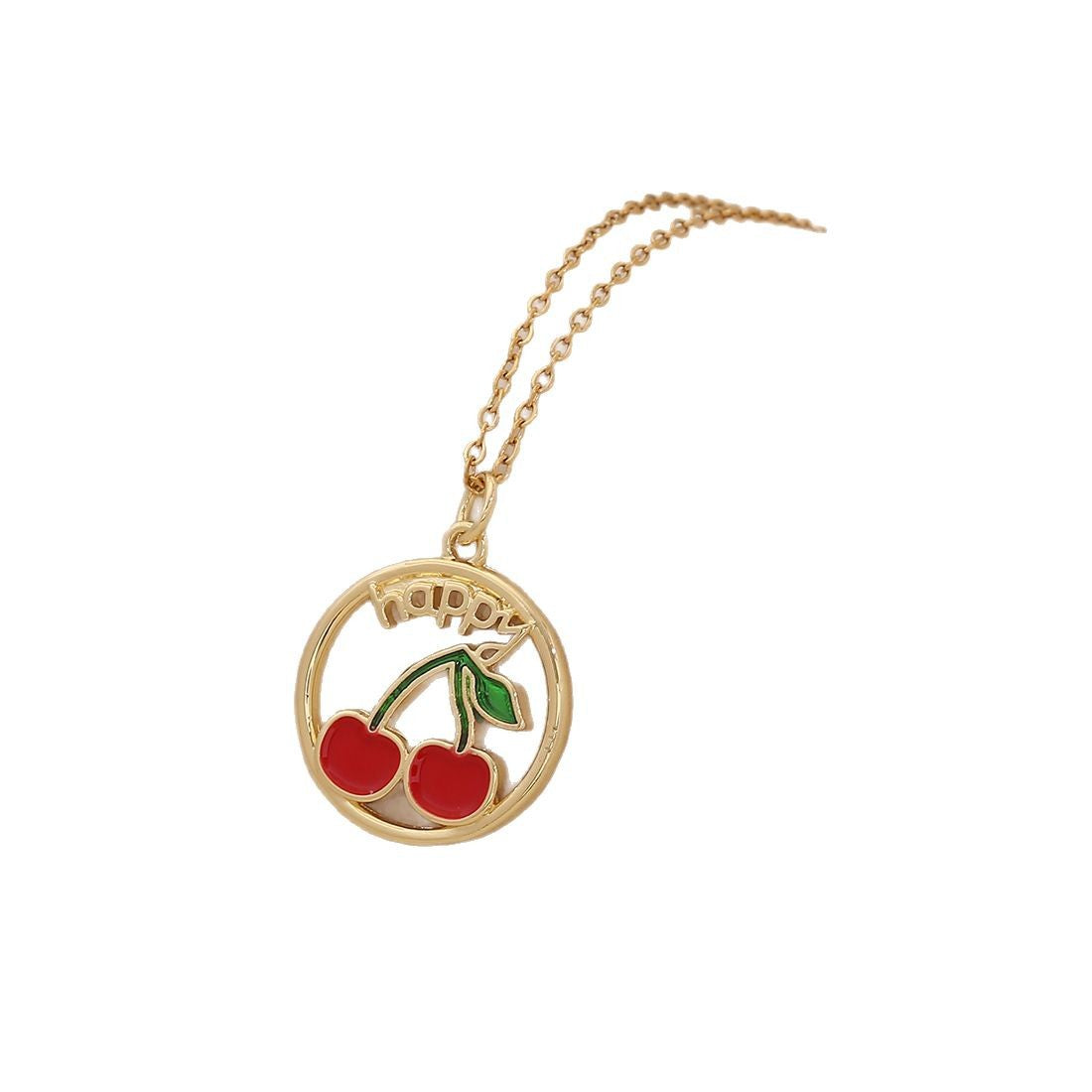 Cute Cherry Strawberry Pendant Necklace Fashionable And Versatile Clavicle Chain Trendy Necklace N1510