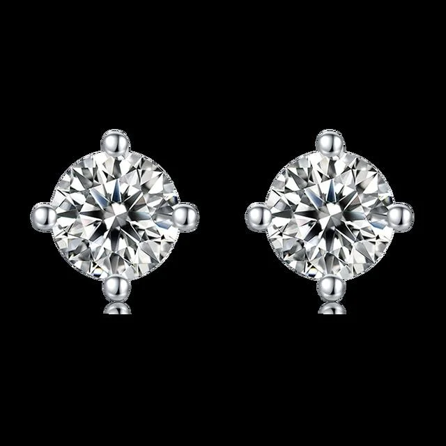 6 Prong Round 925 Sterling Silver D Color Moissanite Earring