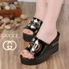GUCCI 2024 letnie nowe modne sandały na koturnie z grubym dnem w jednolitym kolorze