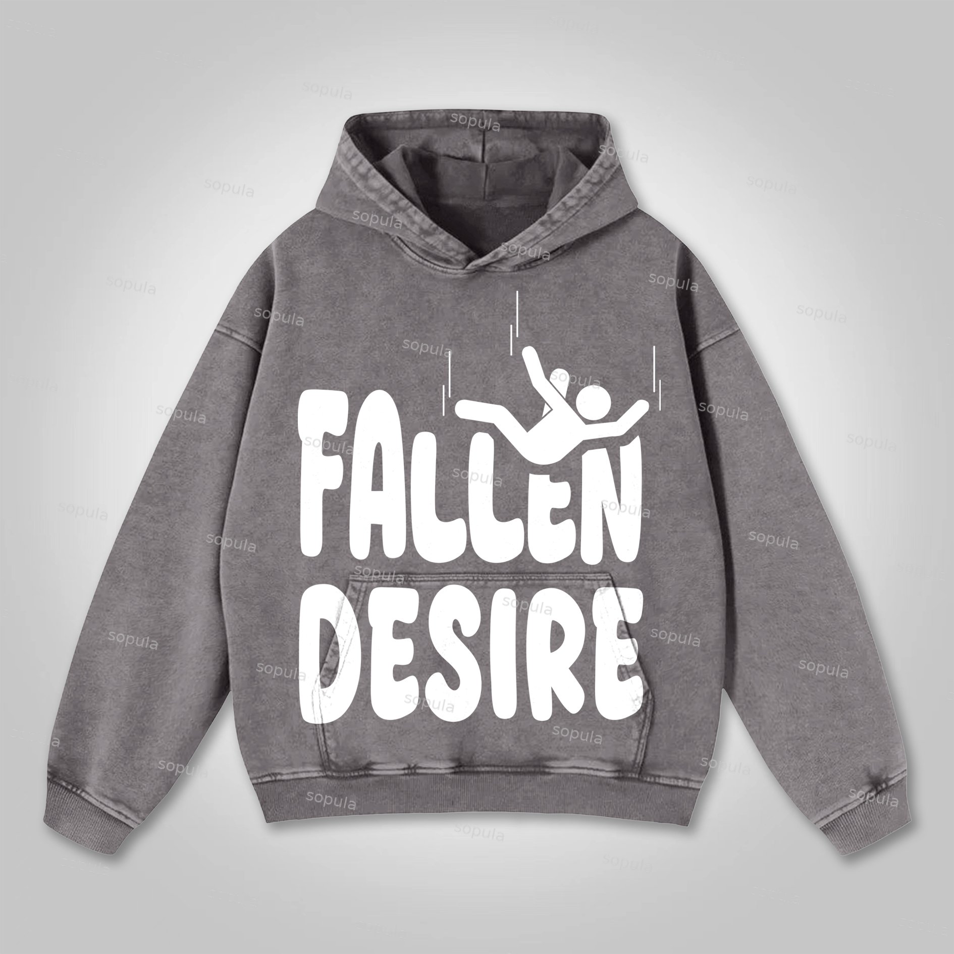 Sopula We All Fall Desire Fallen Graphics Print Washed Hoodie - SOPULA