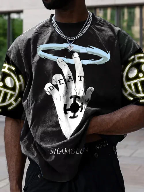 Men's Fashion One Piece DEAT Tattoo Short Sleeve T-Shirt