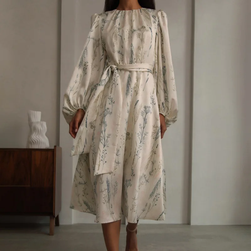 Starryplays costumes for women hot 2025 Loose-fit Long Dress Elegant Fashionable Printing Puff Sleeve A- line Skirt Wholesale Women's Clothing Dresses