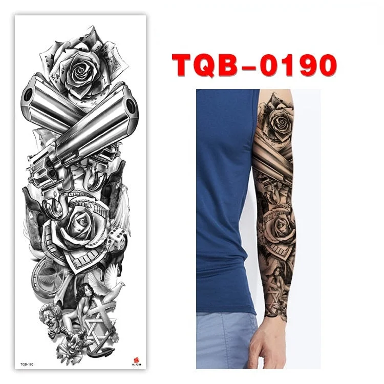 Full Arm Series Temporary Tattoo Full Arm Tattoo Sticker Lasting Waterproof Sweat Flower Arm Full Arm Tattoo Big Picture Sticker