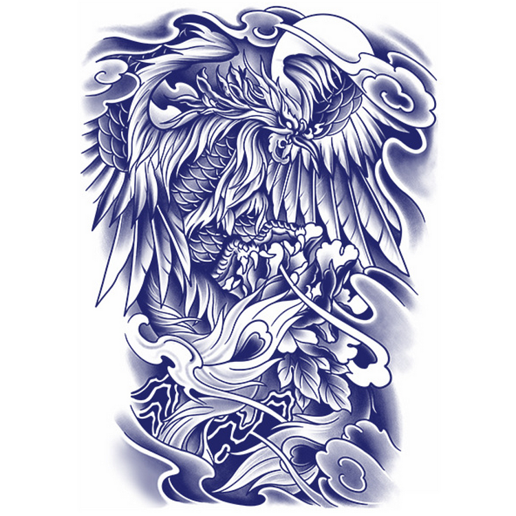 1 Sheet Dragon Cloud Full Back Semi-Permanent Tattoos