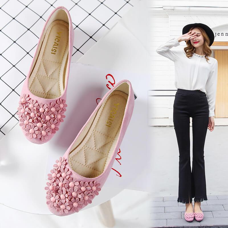GOOSHOE Cute Flower Scrub Slip On Comfortable Flats