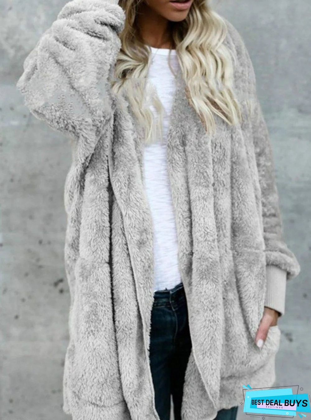 Casual Warm Plush Mid-Length Coat