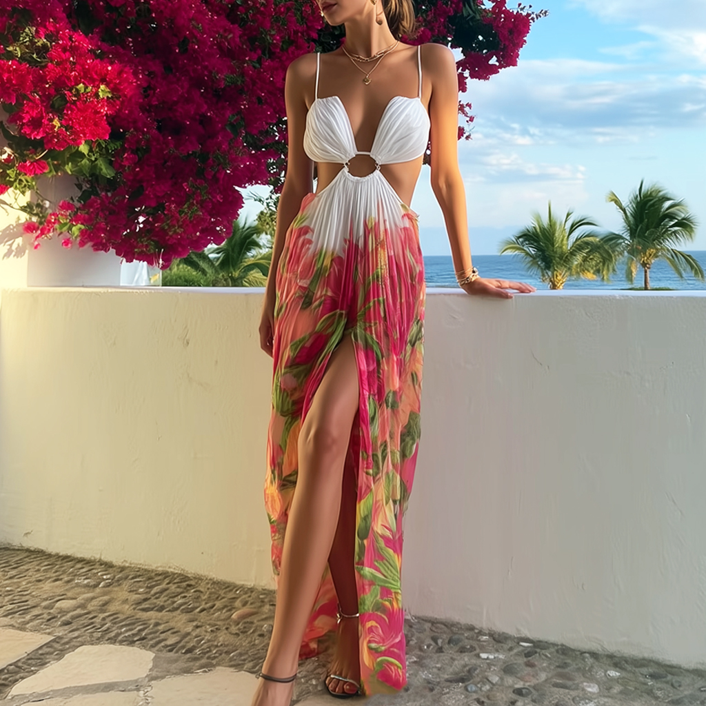 Holiday Style Bohemian Elegant Floral Print Design Dress