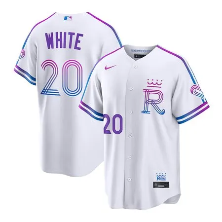 Men's Kansas City Royals #20 Frank White White 2026 City Connect Stitched Jersey