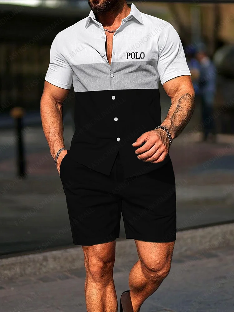 Men's casual printed short sleeved two-piece set