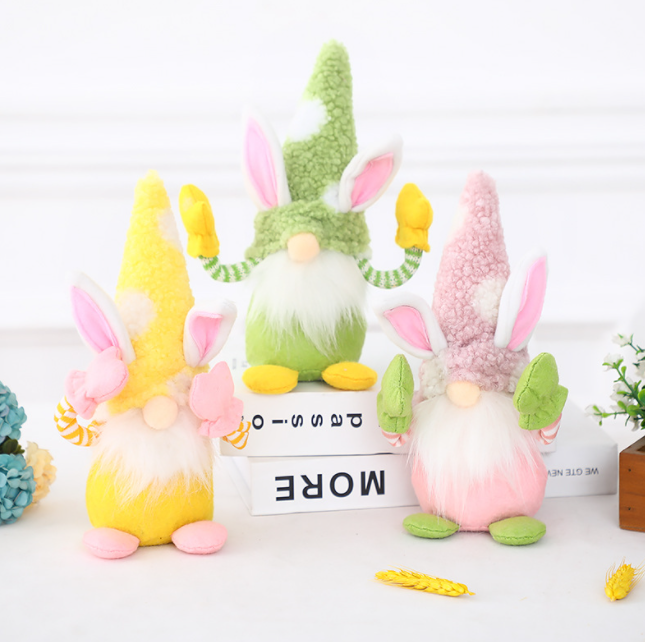 Easter rabbit gnome with small hands