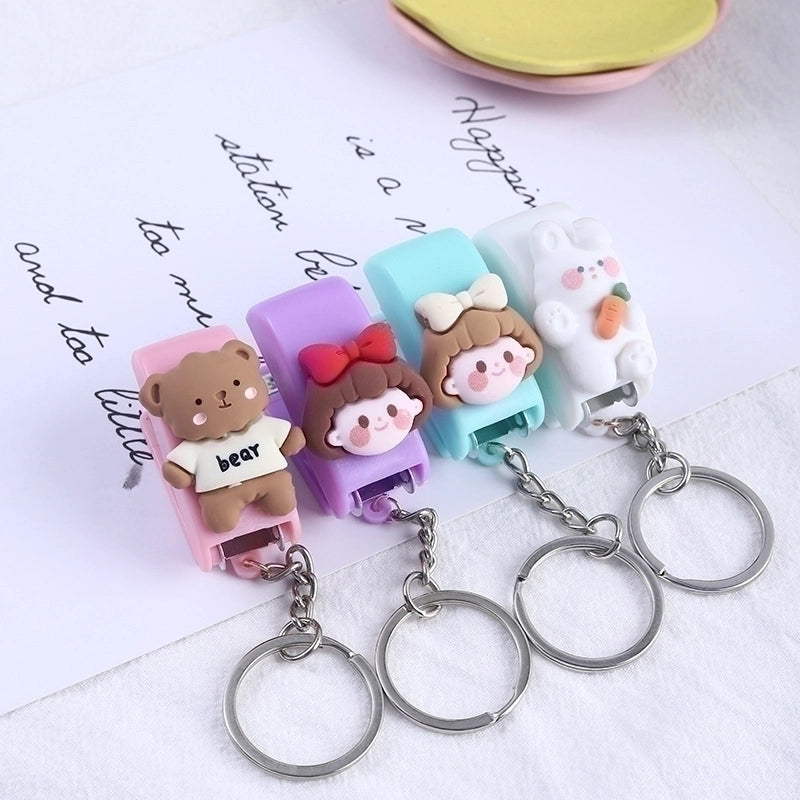 Cute Cartoon Macaron Color Student Creativity Mini Stapler Keychain