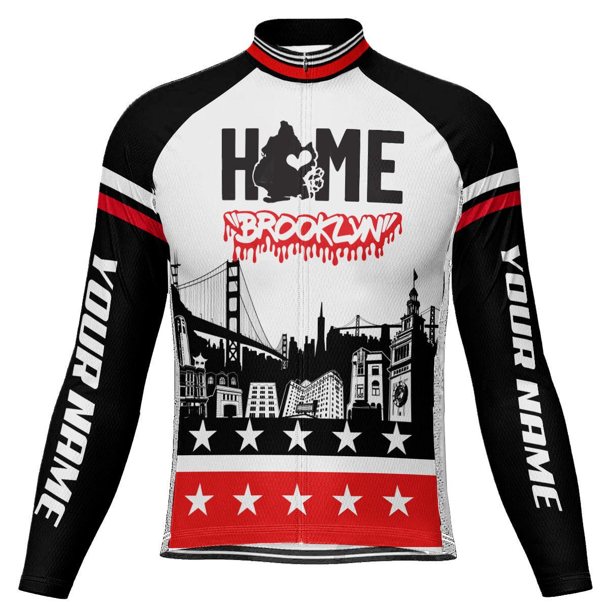 Customized Brooklyn Long Sleeve Cycling Jersey for Men | captainssportss.com