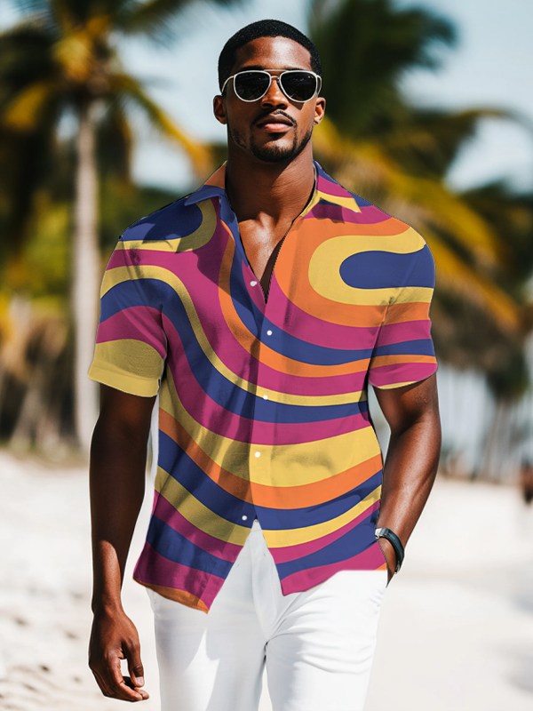 Men's Retro Abstract Art   Print Shirt