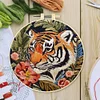 Red Flower Tiger-DIY Embroidery Kit with Pattern Cotton Threads Needles Hoop 30*30cm/11.81*11.81in