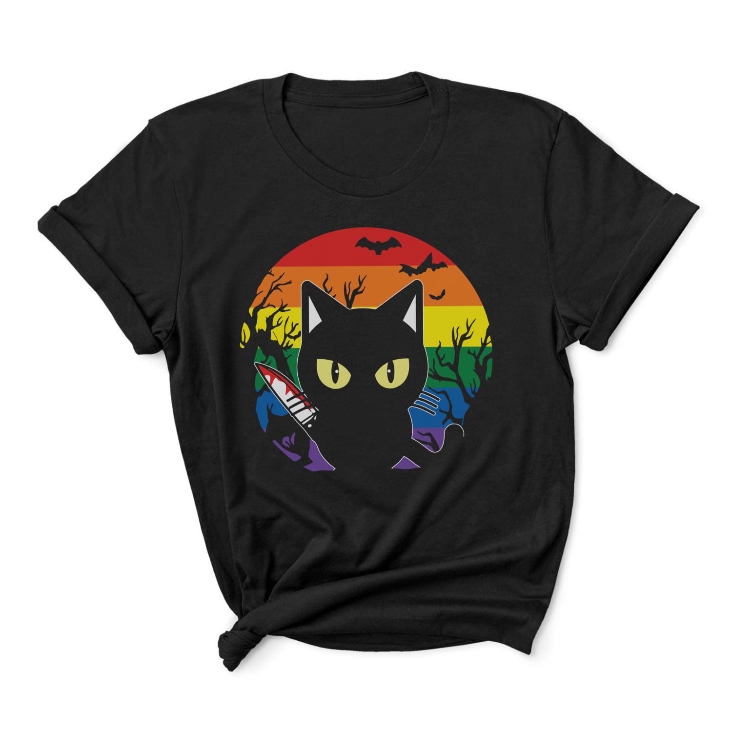 LGBT pride t-shirt halloween killer cat