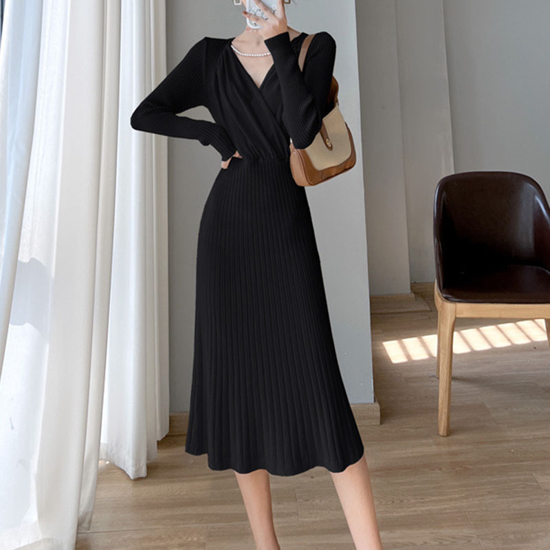 Rotimia Winter V Neck Slim Casual Dress