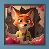 Cartoon Nick Wilde Smiling Tear-Out Full DIY 5D Round Drill Diamond Paintings Picture Arts Craft for Adults/Beginners Gift Idea Home Wall Decor Diamond Crystal Rhinestones Painting Kits 11.7x11.7In