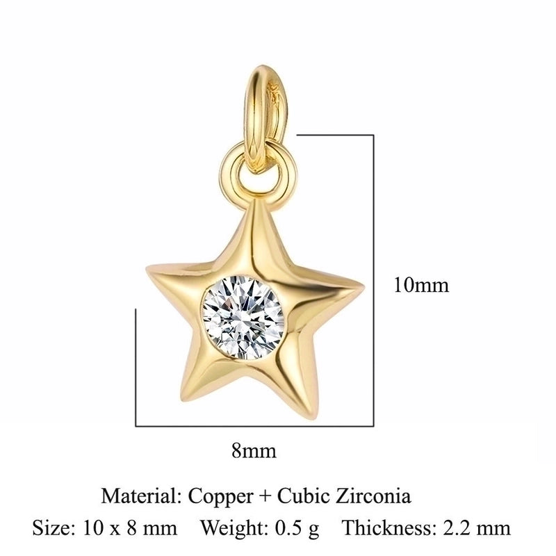 3 Pieces Copper Zircon 18K Gold Plated Star Water Droplets