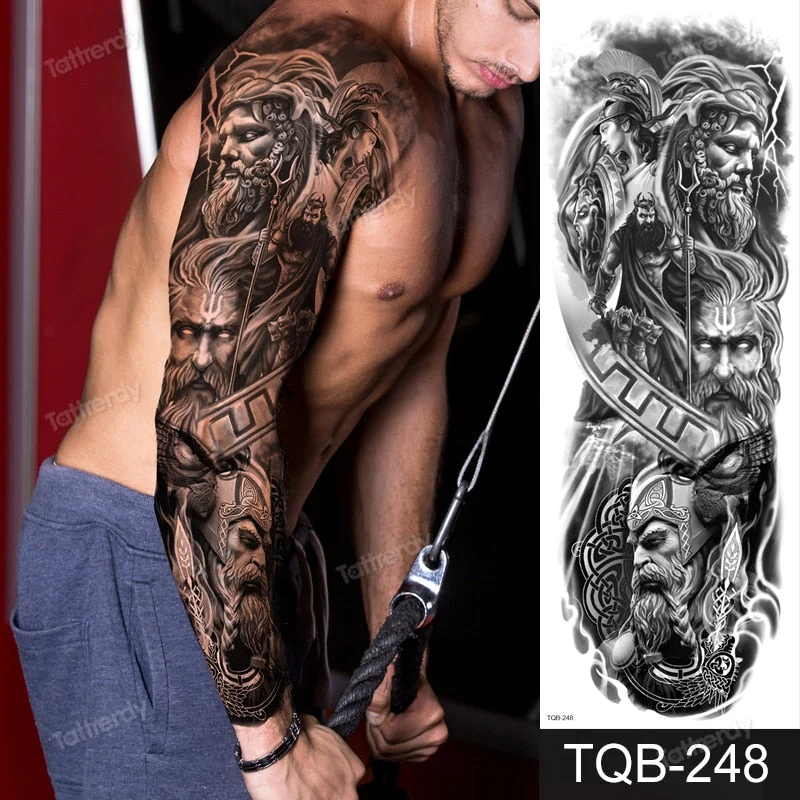 clock lion king fox forest temporary tattoos men sexy body art makeup tattoo sticker black waterproof custom totem maori tatoo